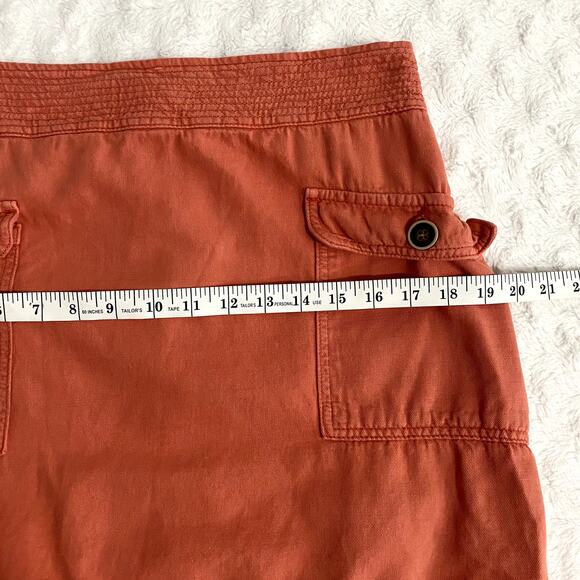 Anthropologie Orange Cotton Linen Blend Boho Cargo Utility Mini Skirt 10 - Picture 9 of 9